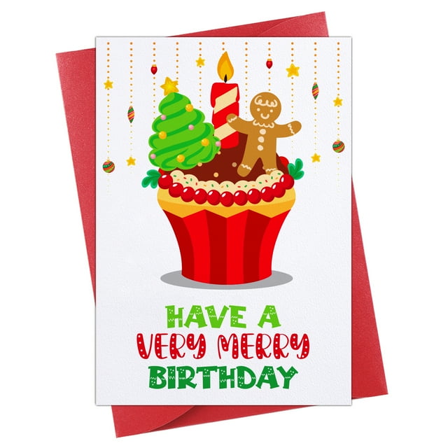 WhatSign Funny Merry Christmas and Happy Birthday Card Christmas Birthday Greeting Card Have a