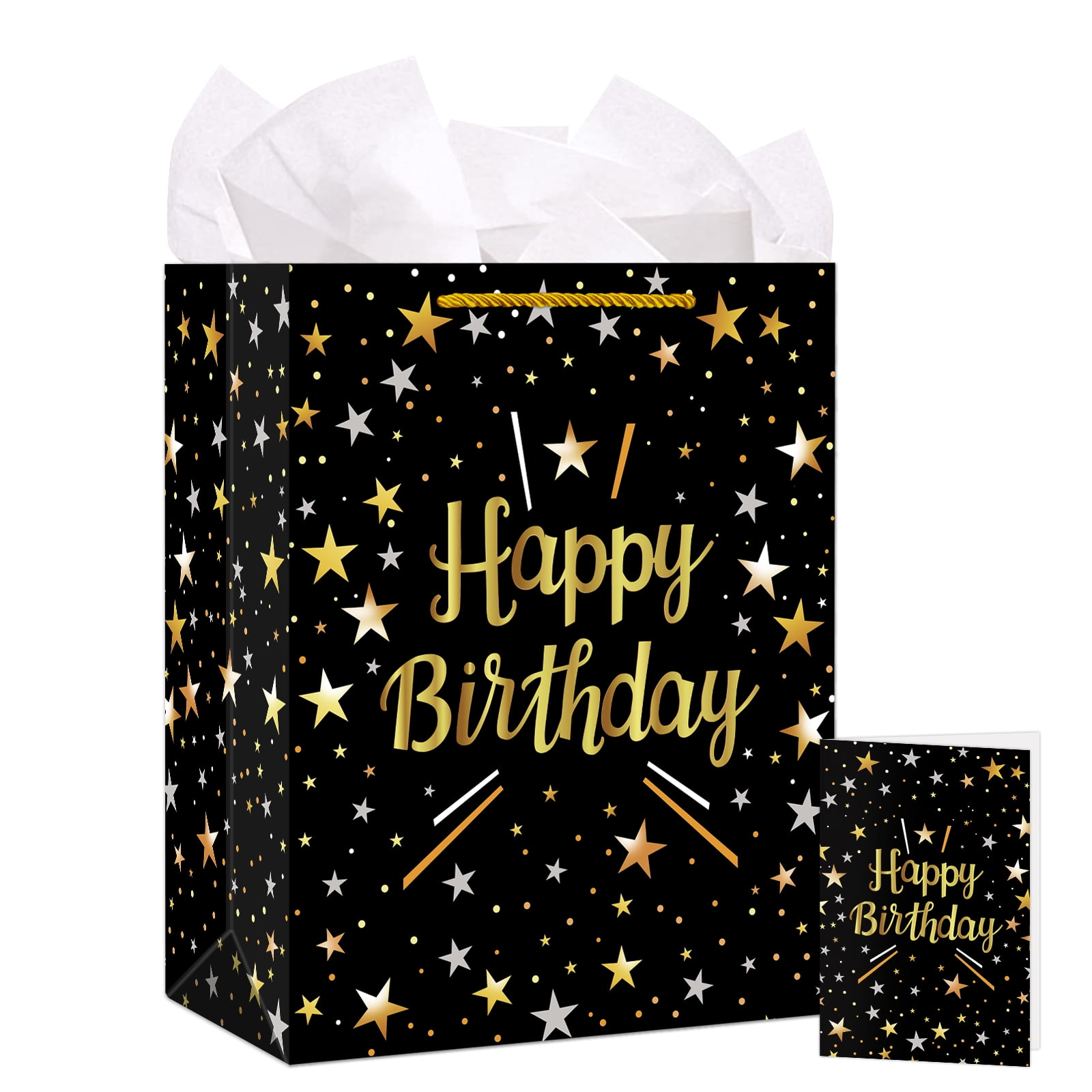 Large Pink Birthday Gift Bag Set - 11.8x9.44x5.31 Inch With Card & Tissue Paper, Graffiti Lip Design