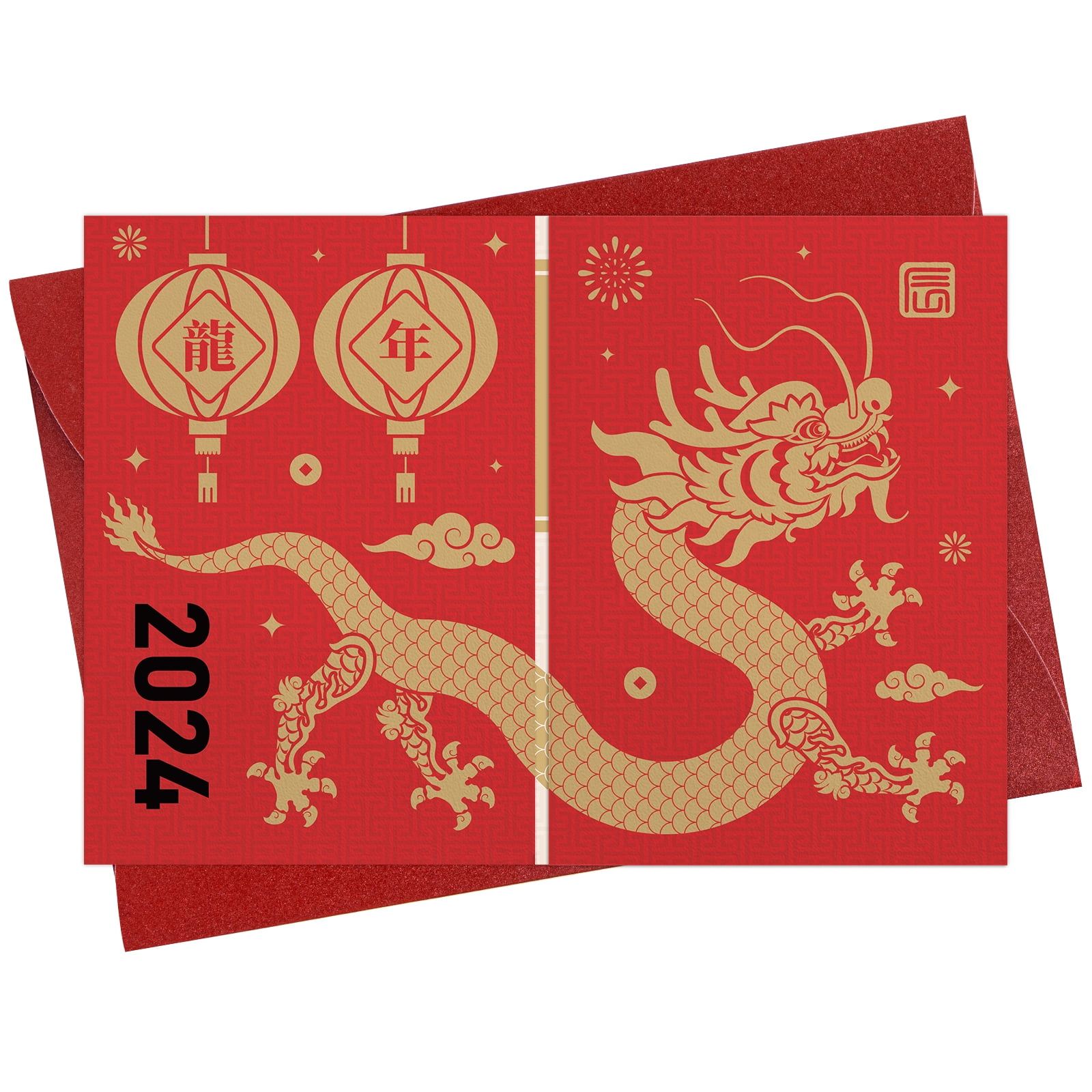 WhatSign Happy Chinese New Year Card 2024 Folding Year of The Dragon ...