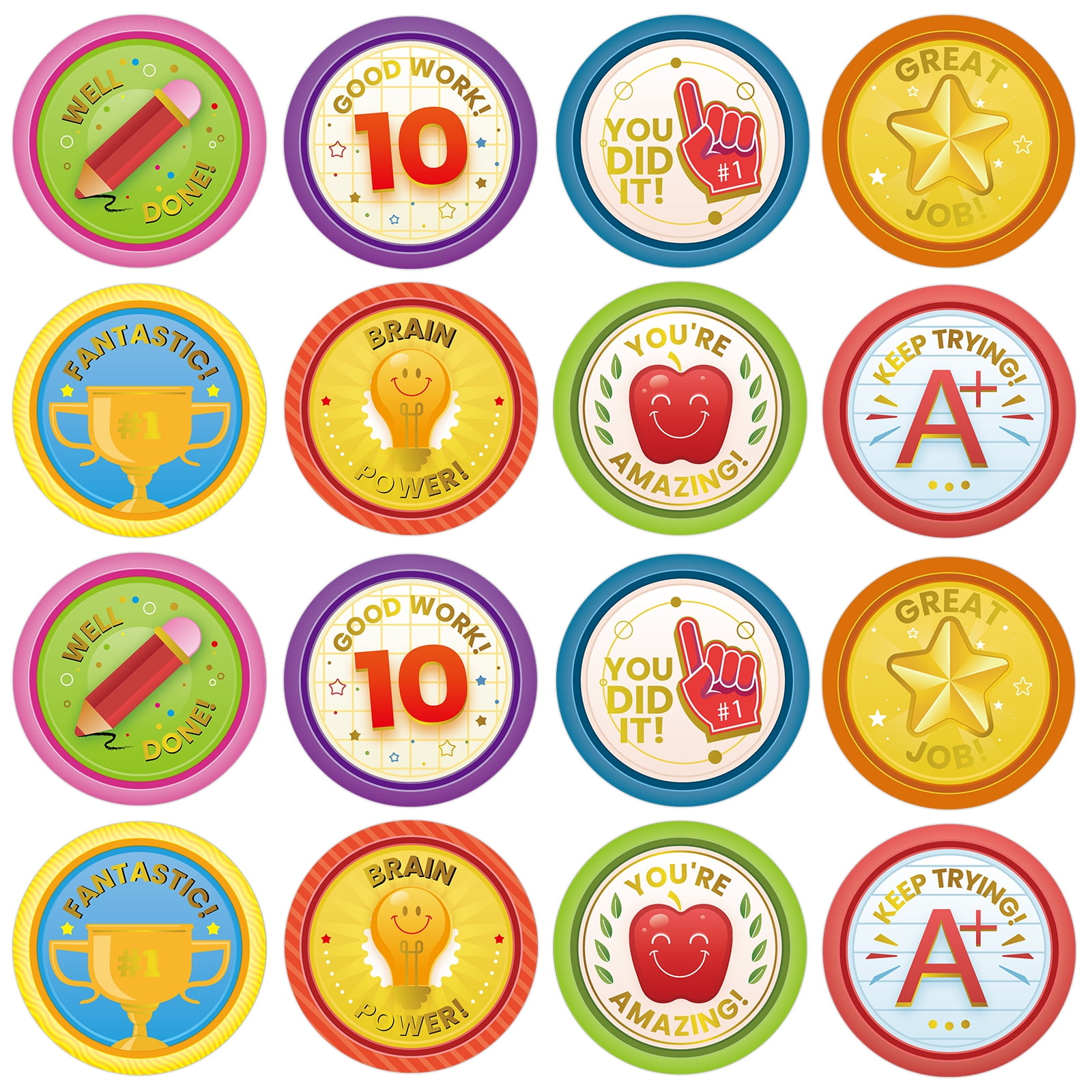 Set De 2 Rollos De Pegatinas De Emoticonos – 500 Stickers De 25 Mm Para Premios En Aula, Manualidades Y Decoración – Material Ecológico Y Adhesivo De Agua