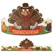 WhatSign Thanksgiving Turkey Hats for Kids Adults 24PCS Thanksgiving Paper Crown Headband Fall Pumpkin Turkey Arts and Crafts for Classroom Family Activity Thanksgiving Party Favor Decorations Supplie