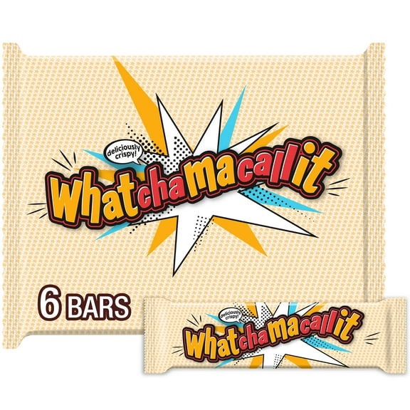Whatchamacallit Chocolate, Caramel and Peanut Flavored Crisps Candy, Bars 1.6 oz, 6 Count