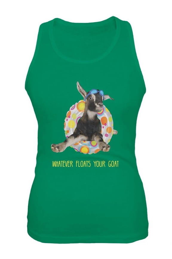 Whatever Floats Your Goat Boat Funny Juniors Soft Tank Top Kelly Green SM