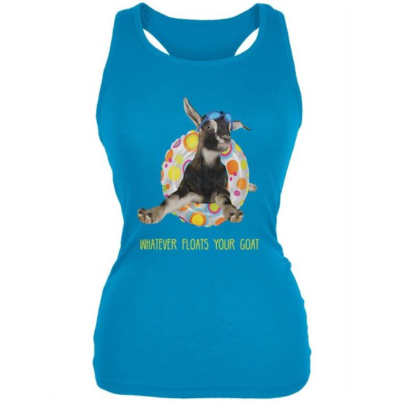 Whatever Floats Your Goat Boat Funny Juniors Soft Tank Top Turquoise LG