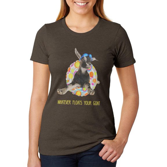 Whatever Floats your Goat Boat Juniors Soft Heather T Shirt Heather Brown LG