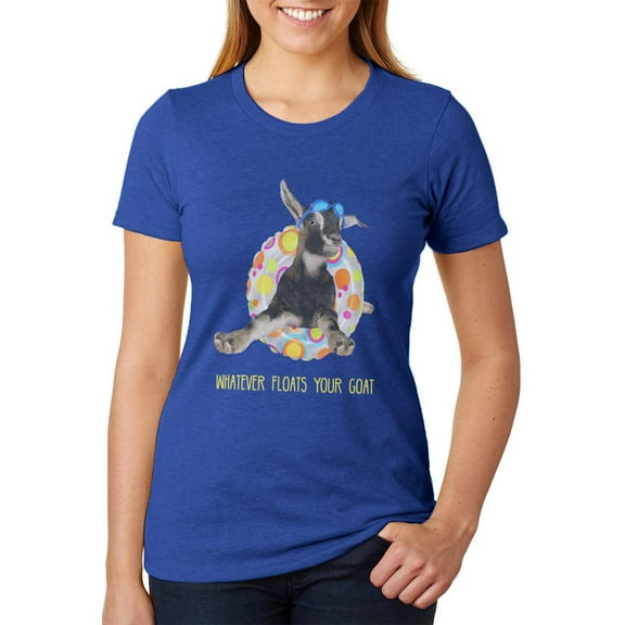 Whatever Floats your Goat Boat Juniors Soft Heather T Shirt Heather Royal X-LG