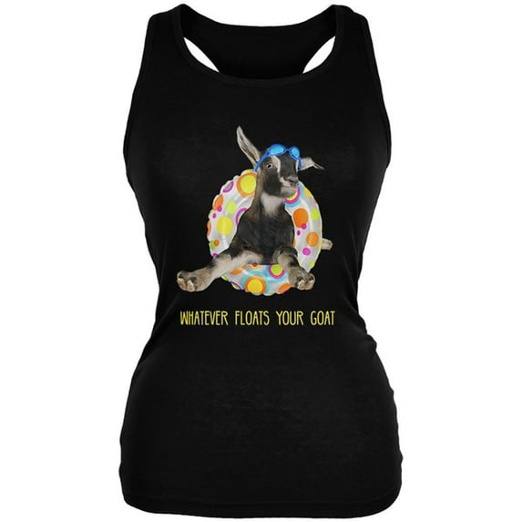 Whatever Floats your Goat Boat Juniors Soft Tank Top Black X-LG