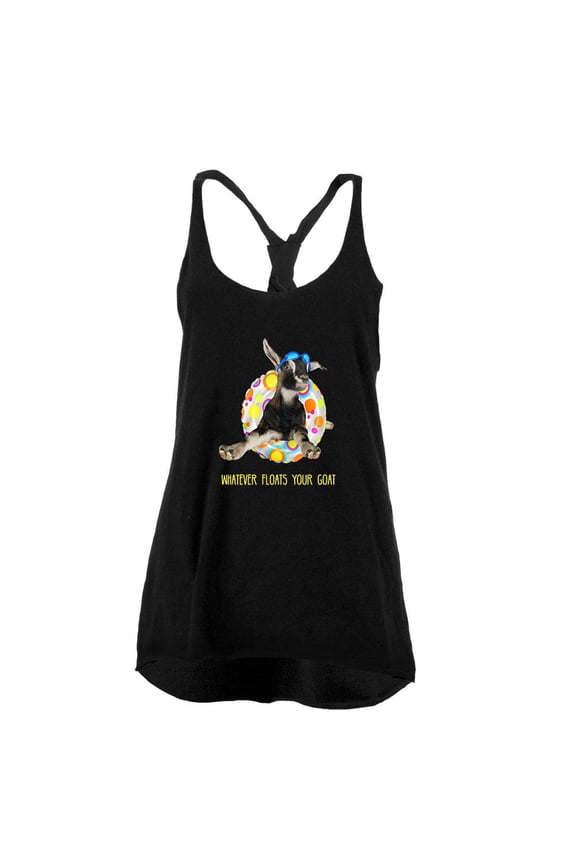 Whatever Floats your Goat Boat Juniors Twist Tank Top Black LG