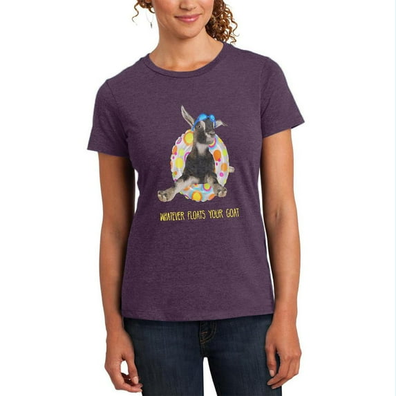 Whatever Floats your Goat Boat Womens Soft Heather T Shirt Heathered Eggplant MD