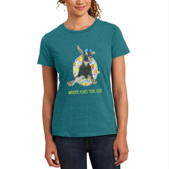 Whatever Floats your Goat Boat Womens Soft Heather T Shirt Heathered Teal MD