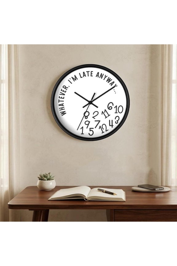 Whatever I‘m Late Anyway Wall Clock – Irregular Number Wall Clock – Funny Unique Clock for Home Office – Creative Scattered Number Layout (Style A)