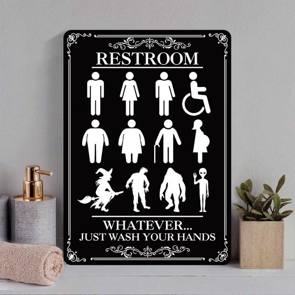 Whatever Just Wash Your Hands Metal Sign Funny Restroom Wall Art Decor Tin Sign, Size 8x12