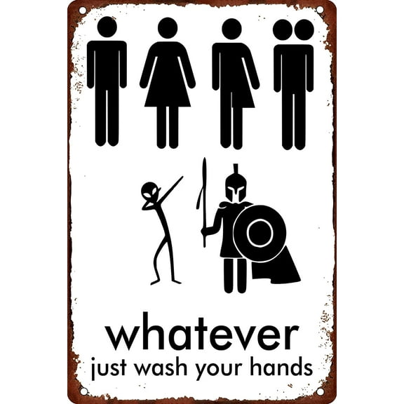 Whatever Just Wash Your Hands Metal Tin Sign Home Restroom Wall Decor Funny Bathroom Sign for Cafe Bar Restaurant 8x12 Inch