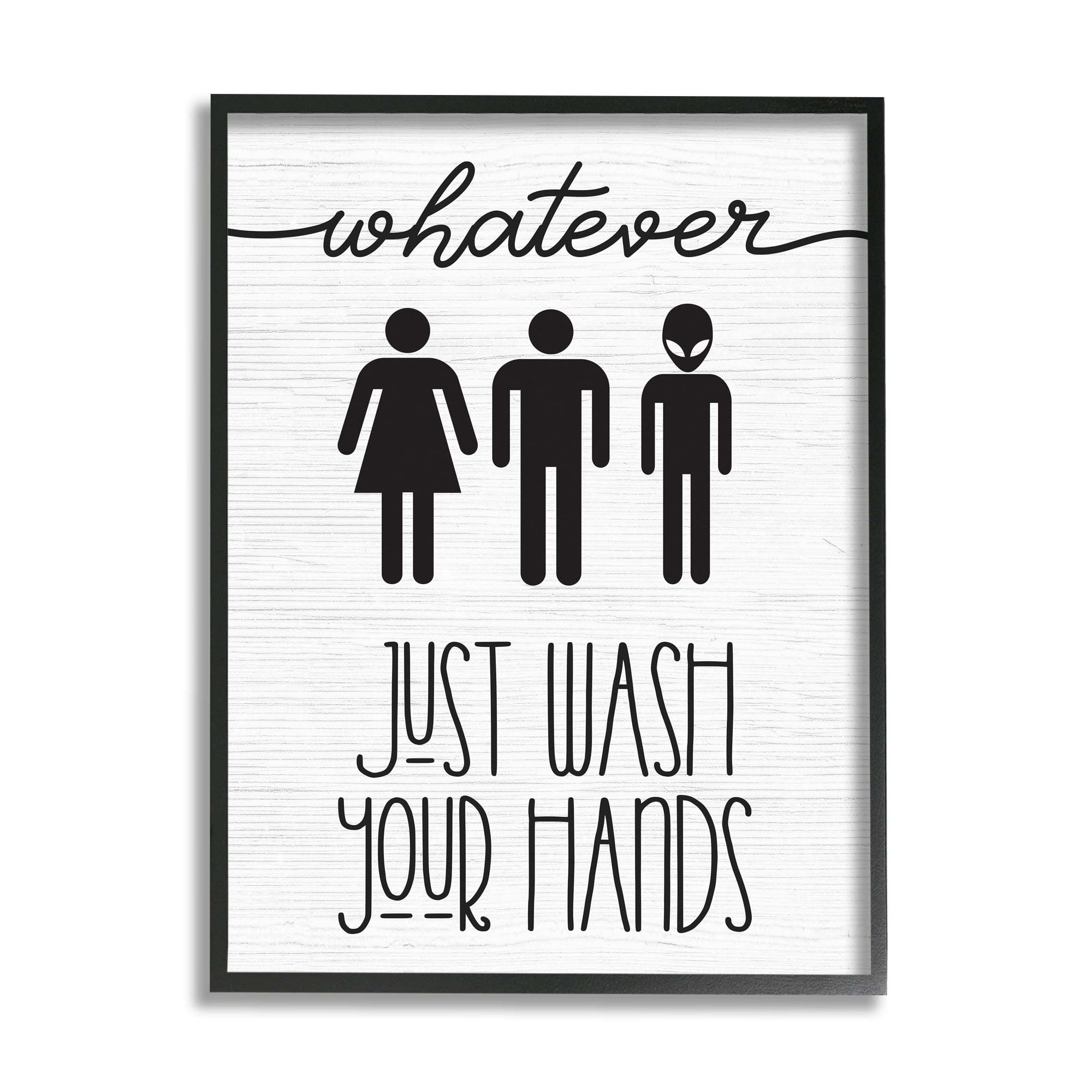 Whatever Just Wash Your Hands Outer Space Alien 24 in x 30 in Framed Painting Art Print, by Stupell Home Décor
