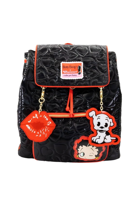 Betty Boop Quilted Heart Trinket Backpack with Acrylic Charms