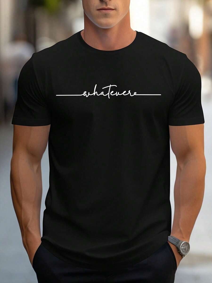 Whatever Minimalist Script Graphic Tee - Simple Sarcastic Aesthetic T ...