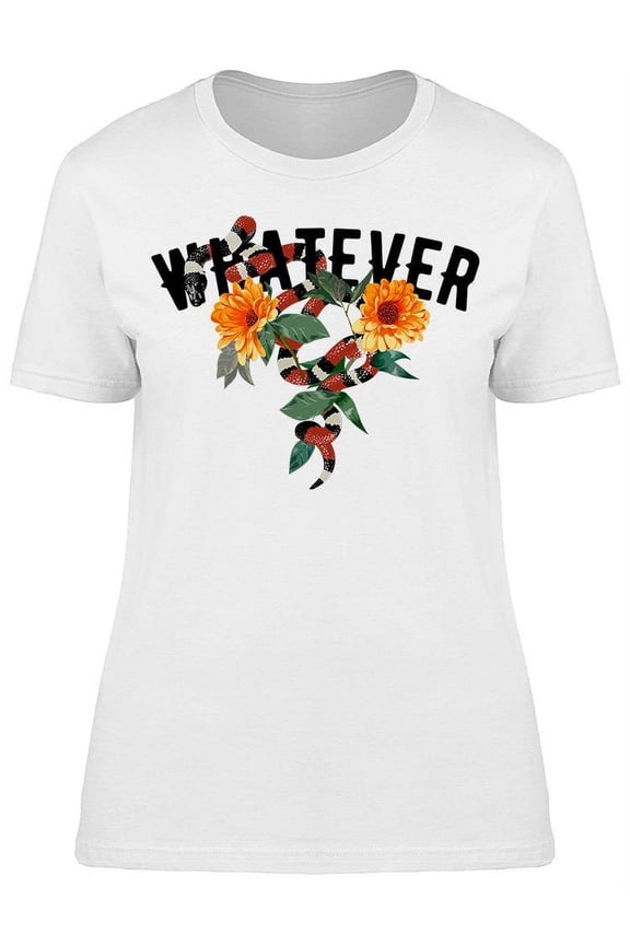 Whatever Snake And Flowers T-Shirt Women -Image by Shutterstock, Female 3X-Large