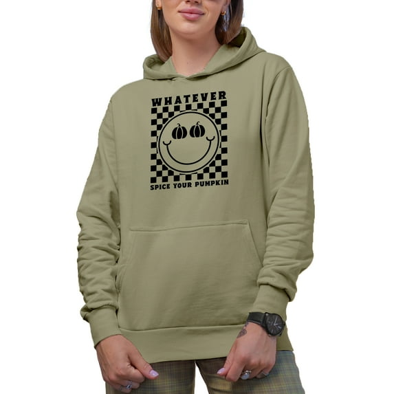 Whatever Spice Your Pumpkin, Retro Fall Art Merch Gift, Sand Hooded Sweatshirt or Hoodie, 2XL