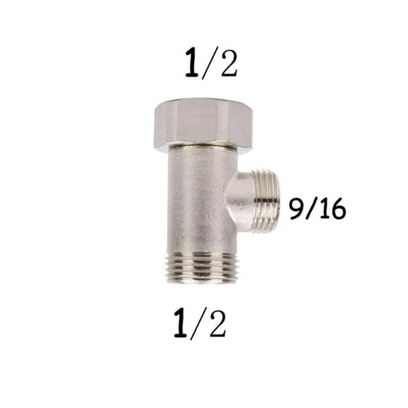 Whatever You Like-All Metal Brass Bidet T-Adapter 3-Way Valve 7/8\" 3/8\" 1/2\" Thread Plumbing Fitting for Shower Toilet Installation"}