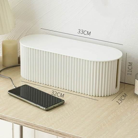 Whatever You Like-Cable Management Box Organizer for Power Strips, Chargers, and USB Hubs - 33x13x11cm or 33x13x14cm, Ventilated ABS Plastic, Child and Pet Safe Storage Solution"}