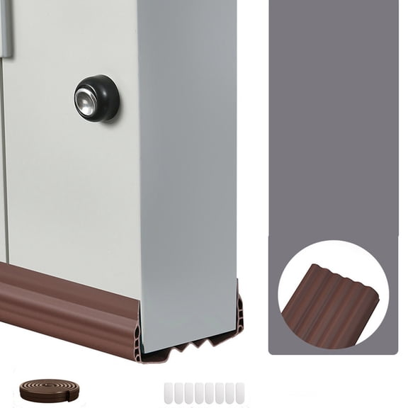 Whatever You Like-Door Bottom Sealing Strip 96cm Adjustable PVC Weatherstrip for Gaps 0.3-1.5cm, Soundproof Windproof Draft Stopper for Home Office, Easy Install (Brown/White/Gray/Black)"