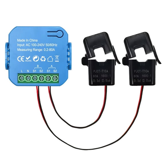Whatever You Like-Tuya Smart WiFi Energy Meter 1/2 Channel Power Voltage Alarm Monitor with Clamp 80A Real-Time Measurement"}