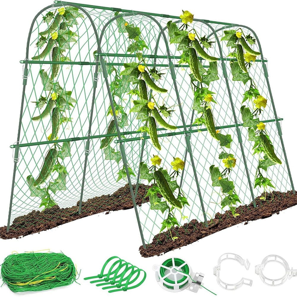 Whatever You Like-U-Shape Garden Trellis for Climbing Plants, Cucumber Support Frame for Raised Beds, Plastic-Coated Steel Vegetable Plant Support"}