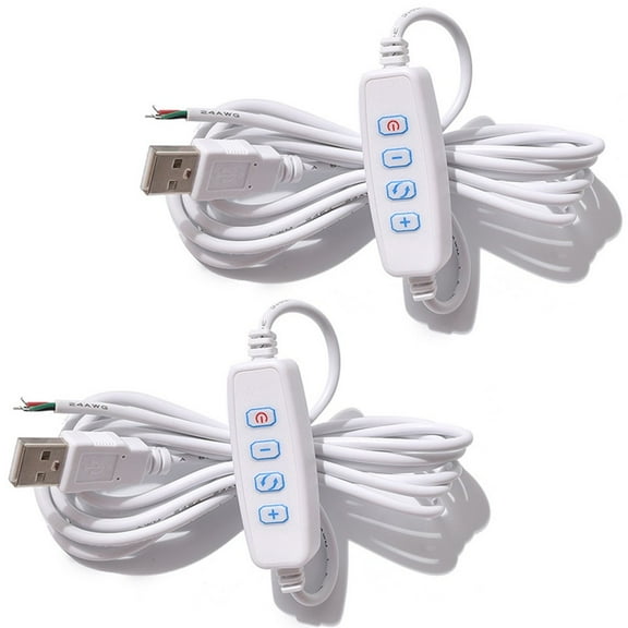 Whatever You Like-USB LED Dimmer Adapter Extension Cable 2-Pack, DC5V Brightness Control Switch for Light Bulbs, 2m White/Black Cord, Easy Installation"}