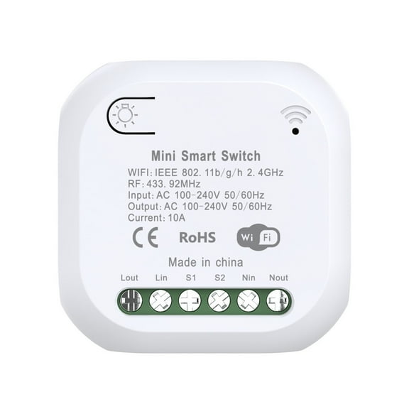 Whatever You Like-WiFi RF433 Smart Switch Mini Wireless Relay for Home Automation - Voice Control Compatible, Two-Way Operation, Compact Design, Multiple Device Management, 100-240V 10A/1