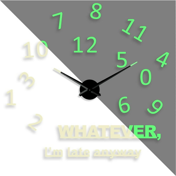 Whatever,i am late anyway arts DIY Different Luminous Frameless Wall Clock Home Decor Modern Design Gift - 27 inch