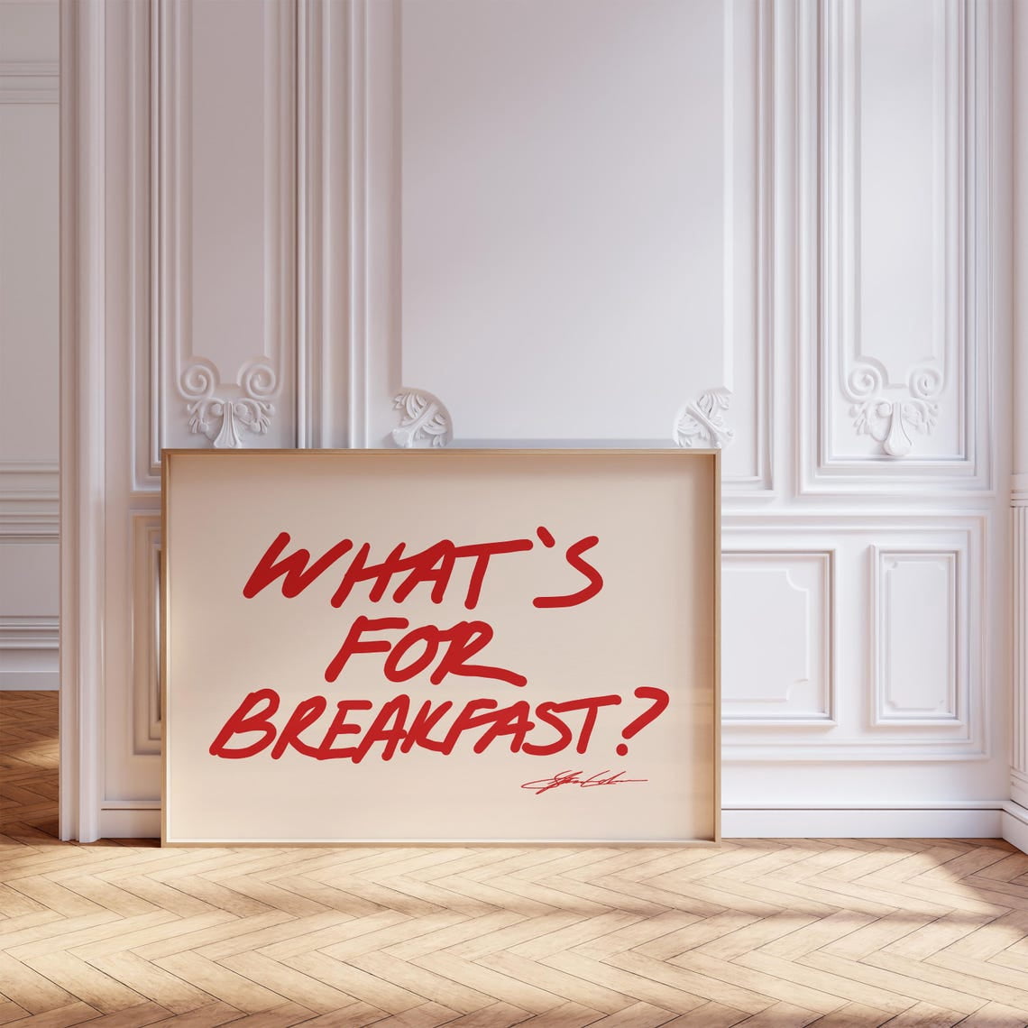 Red Breakfest Sign Whats For Breakfast Red Wall Art Print, Kitchen, Gallery Wall, Home And ...