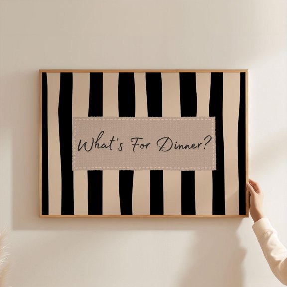 Whats For Dinner Poster, Retro Kitchen Quote Decor, Unframed Paper Poster 8x10in