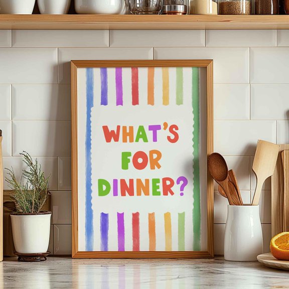 Whats For Dinner Rainbow Striped Kitchen Wall Decor