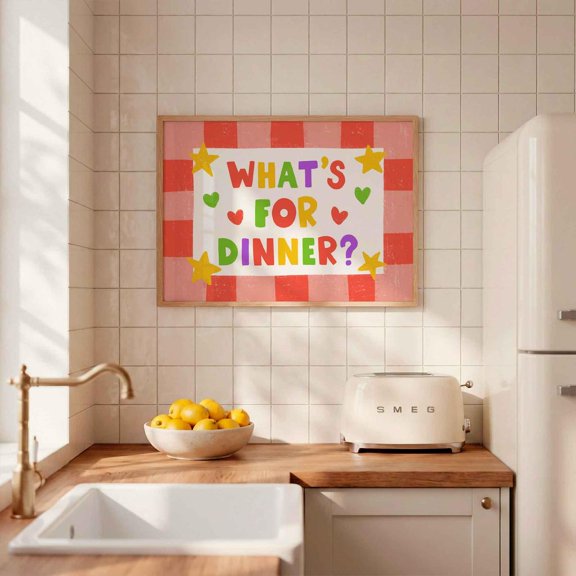 Whats For Dinner Red Checkered Kitchen Wall Decor
