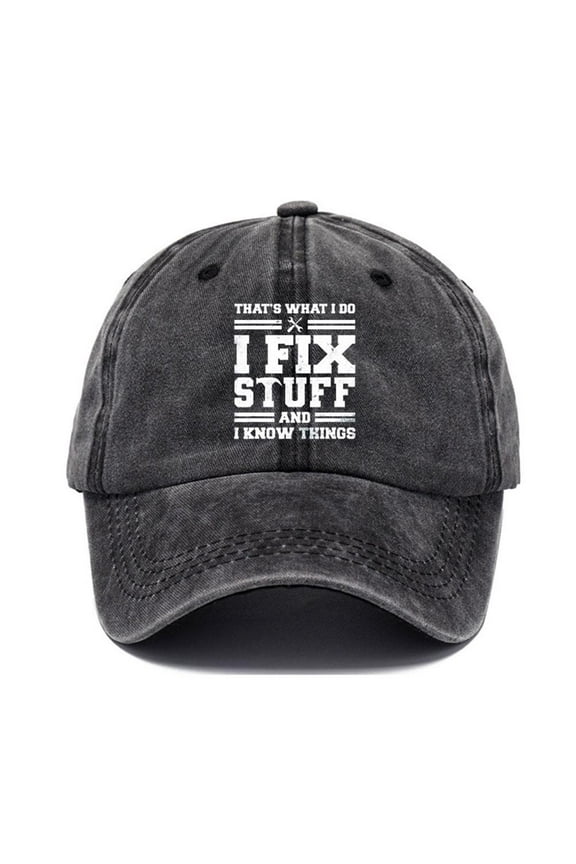 That's Whats I Do I Fix Stuff and I Know Things Baseball Caps for Men Adjustable Strapback Hats Distressed Dad Hats for Men Graphic Washed Denim Strapback Cap Hat