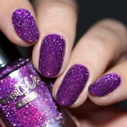 Whats Up Nails - Plumingo Party Flash Reflective Nail Polish Maroon w/ Pink-Orange Iridescent Duochrome Shimmer, Small Purple Glitter Lacquer Varnish Made in USA 12 Free Cruelty Free Vegan Clean