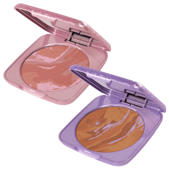 Whats Up Beauty - Cheeque Terre Duo (30 Relaxed Roma Blush, 30 Tan Bronzer) Talc Free Vegan Face Cheek Makeup