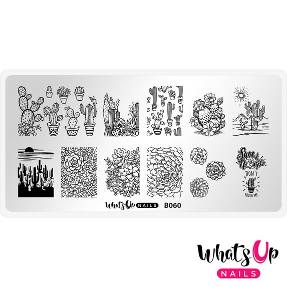 Whats Up Nails B060 Deserted Succulent Metal Stamping Plate for Nail Art Design