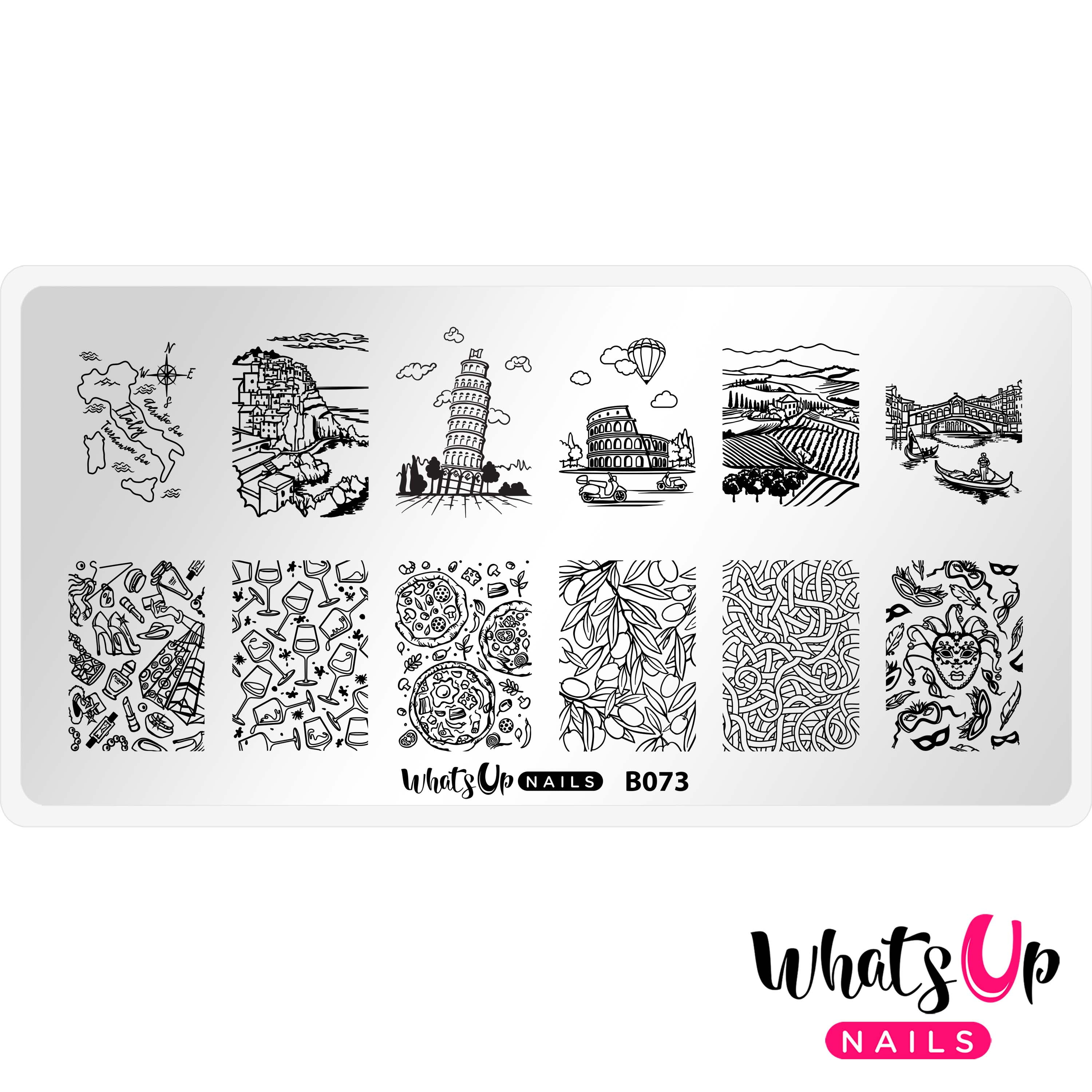 Whats Up Nails B073 Ciao Italia Metal Stamping Plate for Nail Art ...