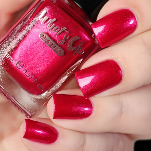Whats Up Nails - Cherry-bration Nail Polish Metallic Red Lacquer Varnish Made in USA 12 Free Cruelty Free Vegan Clean