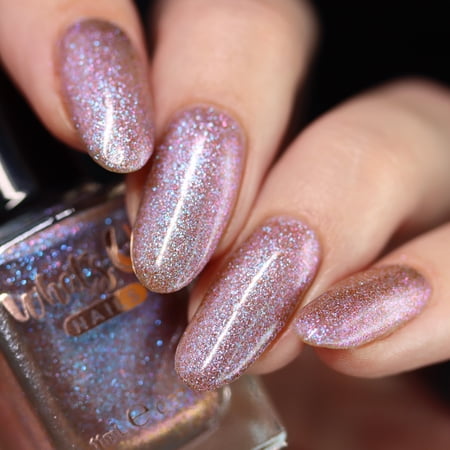 Whats Up Nails - Crystal Gem Encrusted Nail Polish Purple Base Blue to Pink Duochrome Shimmer Lacquer Varnish Made in USA 21 Free Vegan Clean