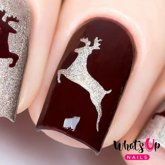 Whats Up Nails Deer Vinyl Stencils for Christmas Nail Art Design