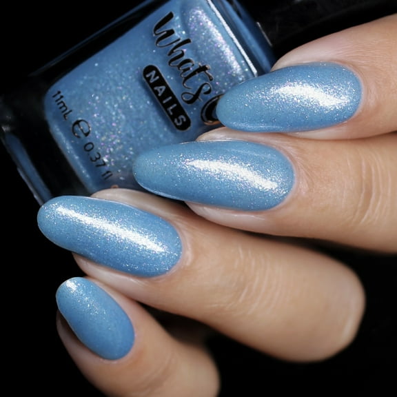 Whats Up Nails - Hero Below Zero Regular Polish (Light Blue Base with Clear and Light Pink Iridescent Shimmer) 12 Free Cruelty Free Vegan