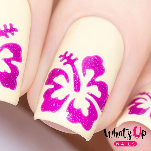 Whats Up Nails - Hibiscus Vinyl Stencils Nail Art Design