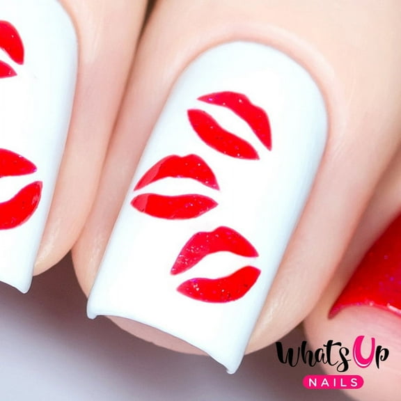 Whats Up Nails - Kisses Vinyl Stencils Nail Art Design