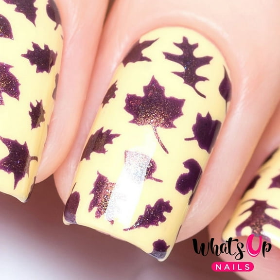 Whats Up Nails - Leaves Vinyl Stencils Nail Art Design