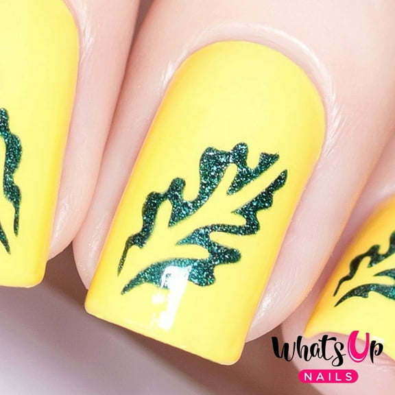 Whats Up Nails Oak Leaf Vinyl Stencils for Fall Autumn Nail Art Design