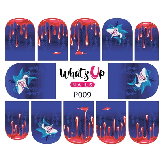 Whats Up Nails P009 Shark Attack Water Decal Sliders for Nail Art Design
