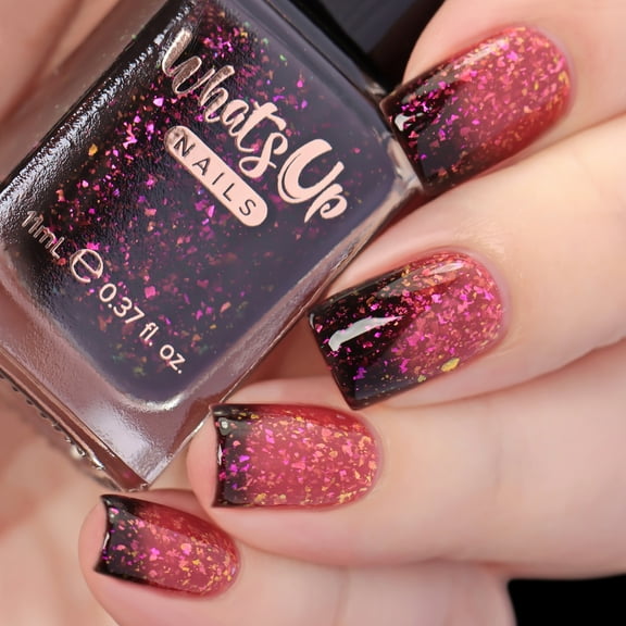 Whats Up Nails - Pump the Rakes Nail Polish Thermal Orangie Pink to Dark Brown with Pink to Gold Iridescent Flakies Lacquer Varnish Made in USA 12 Free Cruelty Free Vegan Clean