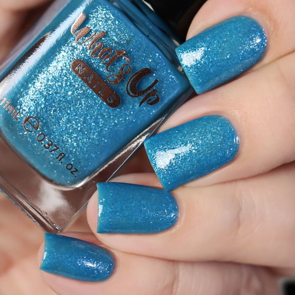 Whats Up Nails - Slippery When Cold Nail Polish Chrome Shimmery Blue Lacquer Varnish Made in USA 12 Free Cruelty Free Vegan Clean